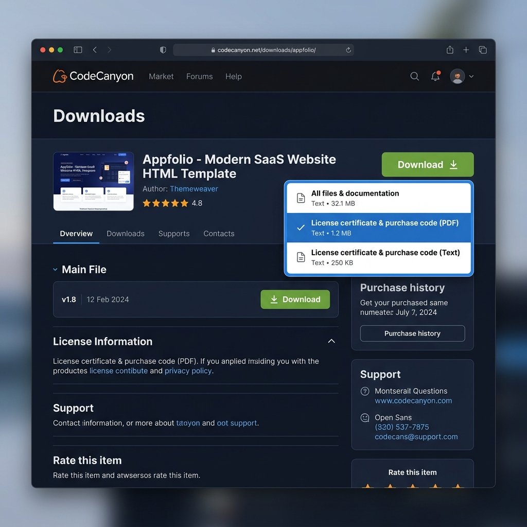 CodeCanyon Download Dropdown